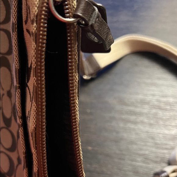 Coach Beige and Brown Signature Crossbody Bag - Picture 8 of 10